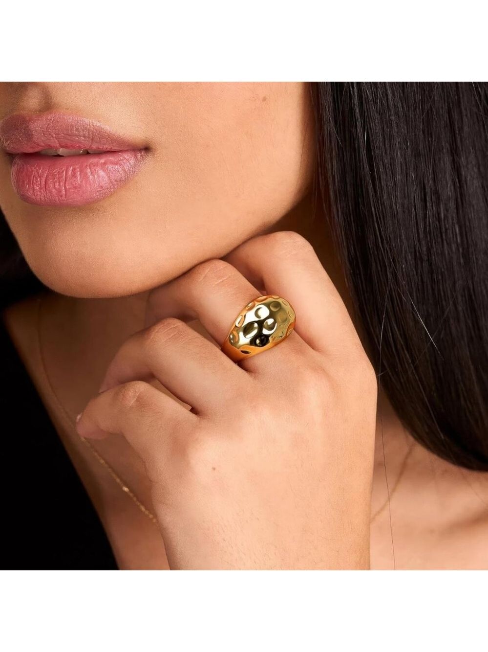 Uneven Gold Chunky Statement Ring - Picture 3 of 7